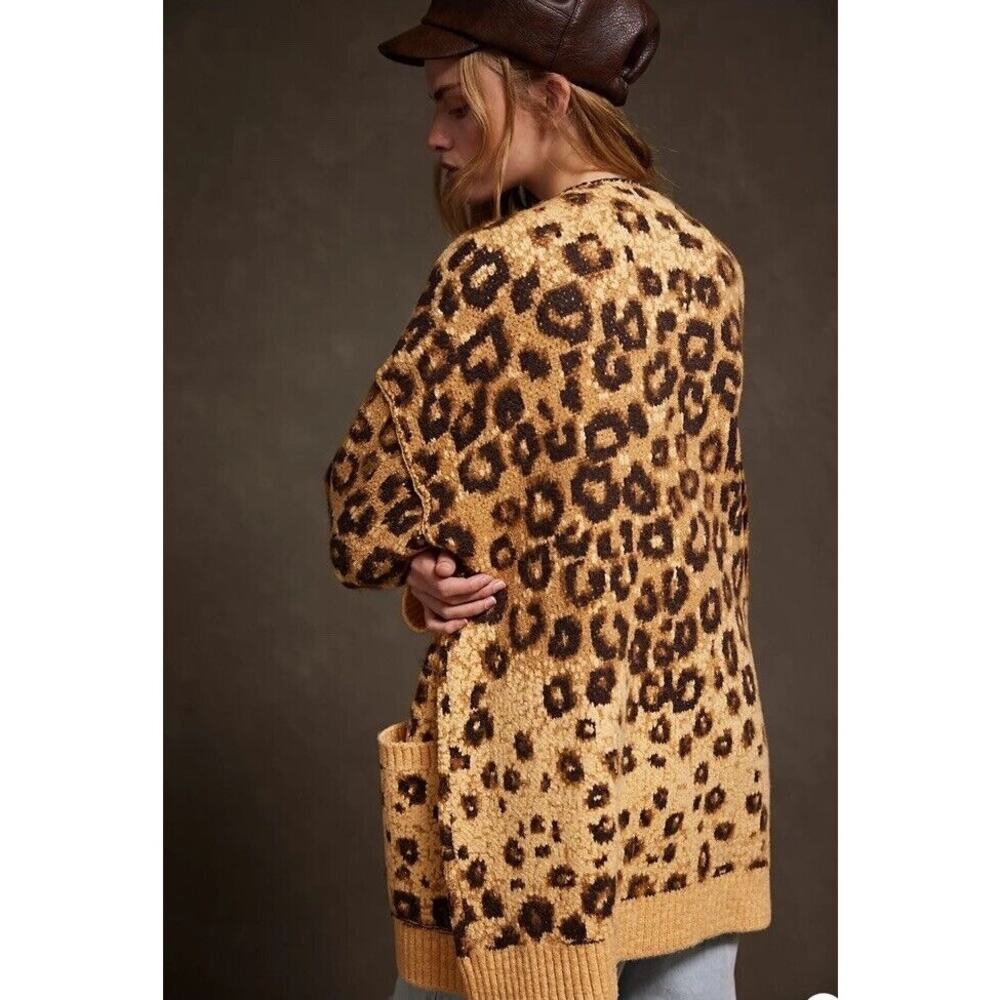 Free People‎ State Side Cardigan Leopard Soft Rib Knit Button Sz:Sm NWT Ret$168. - Picture 4 of 4